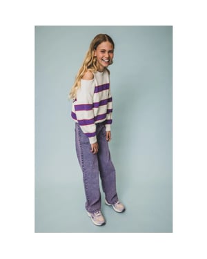 Looxs Revolution Gestreepte trui met open schouders voor meisjes in de kleur