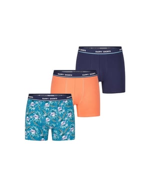 Happy Shorts Heren boxershorts trunks 3-pack blauw/groen/oranje