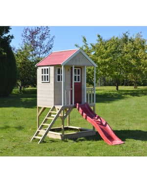 Wendi Toys Wtm8 | houten speelhuis | met glijbaan en zandbak | natuurlijk |