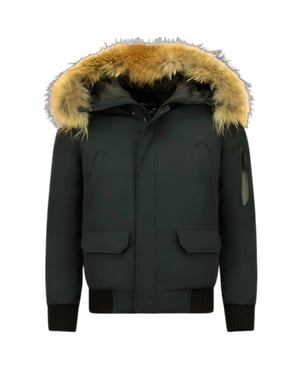 Enos Korte winterjas met bontkraag