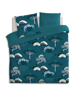 Casa di Elturo Dekbedovertrek botanic blue 240 x 200/220 cm & 2 slopen