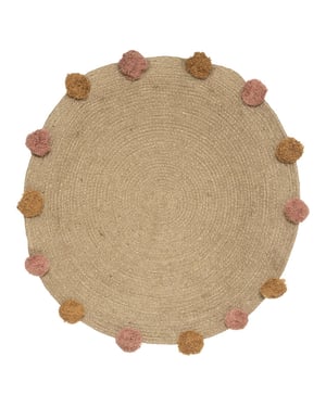 Casa di Elturo Tapijt jute pompom - Ø80 cm