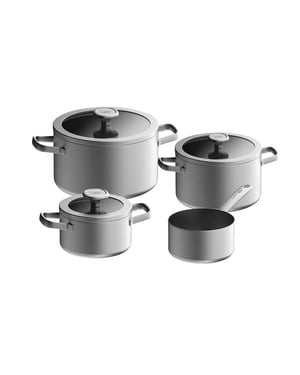 BergHOFF Leo pannenset graphite 4 delig gerecycled rvs