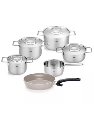 Fissler Pure collection pannenset met steelpan, ceratal koekenpan en rvs deksels, 6-delig
