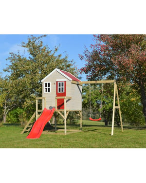 Wendi Toys Wtm24 houten speelhuis met glijbaan en schommel | 330x350x242 cm