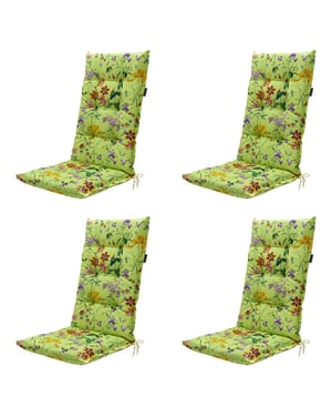 Madison tuinstoelkussen hoge rug milly green ca. 123x50 cm set van 4