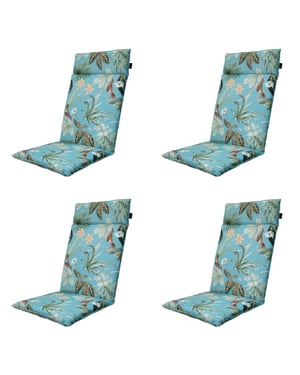 Madison tuinstoelkussen hoge rug grasse aqua ca. 120x50 cm set van 4
