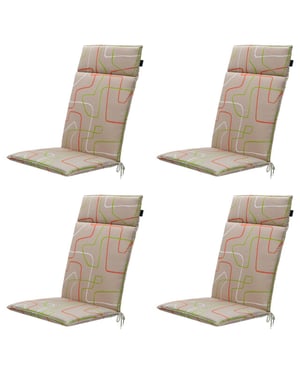 Madison tuinstoelkussen hoge rug joah terra ca. 120x50 cm set van 4
