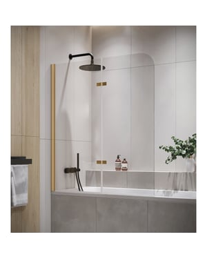 Badplaats Badwand austin 100 x 140 cm goud badscherm draaibaar 5 mm dik -