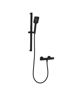 Luzzo ® square black doucheset thermostaatkraan met glijstang -