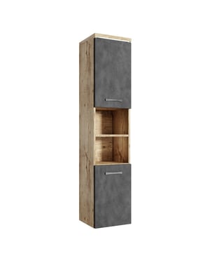 Badplaats Badkamerkast paso 35 x 35 x 160 cm kastanje met donker grijs -