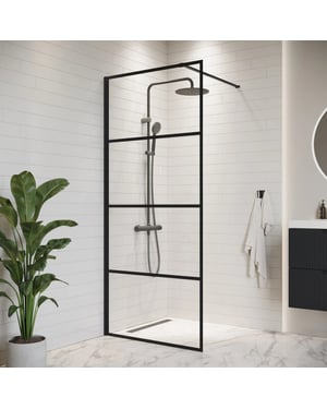 Badplaats Douchewand essos 50 x 200 cm zwart – inloopdouche 8 mm