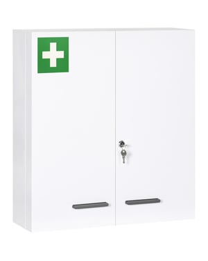 4goodz Medicijnkastje 2 deurs ehbo-kastje met slot rvs 18x55x60 cm -