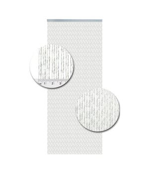 Vliegengordijnenexpert Milano vliegengordijn 92x210 cm transparant met witte draad op het kozijn