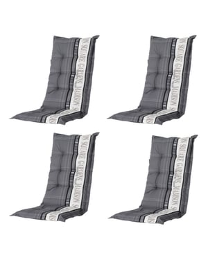Madison tuinkussens hoge rug garden grey 123x50 - tuinstoel kussen 4 stuks