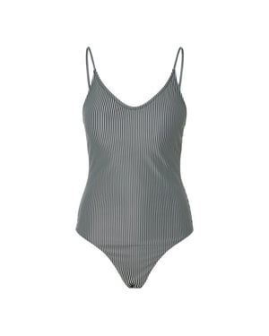 Pieces Dames badpak pcbaomi ronde hals zwart/wit gestreept