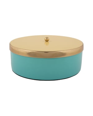 Present Time opbergbox double funky large turquoise blue & soft yellow