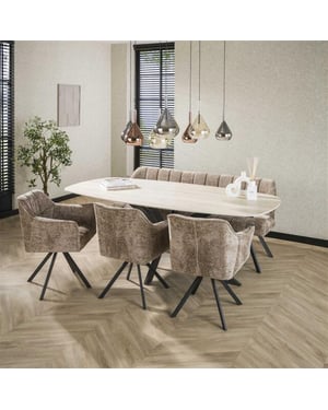 Hoyz eetkamertafel 215 deens ovaal romano travertin 3d keramiek