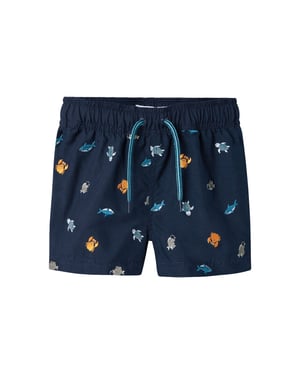 Name It Jongens zwemshorts nmmzoo zeedieren print donkerblauw