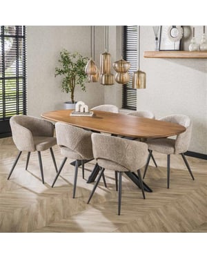 Hoyz eetkamertafel 180cm cliff ovale buis massief mango zandkleur