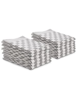 DoubleDry Theedoeken set 12 stuks 50x70 cm 100% katoen blokpatroon -