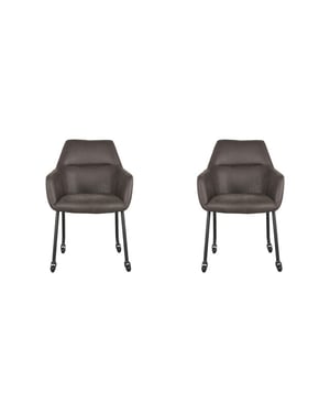 Label51 Eetkamerstoel lenny antraciet micro suede set van 2