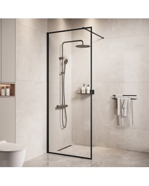 Badplaats Douchewand georgia 50 x 200 cm zwart – inloopdouche 8 mm