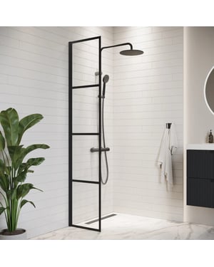 Badplaats Douchewand essos 40 x 200 cm zwart – inloopdouche 8 mm