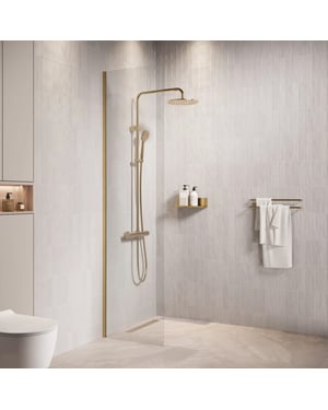 Badplaats Douchewand florida 40 x 200 cm goud – transparant inloopdouche