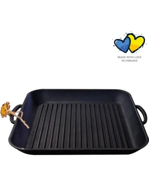 Maysternya Vierkante gietijzeren grillplaat 35 x 35 x 4 cm zwart