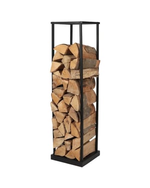 WDMT Metalen brandhoutrek 31,5 x 31,5 x 115 cm mat zwart