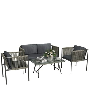 4goodz Tuinmeubelset 4-delig met salontafel, bank en 2 stoelen