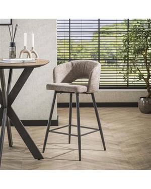 Hoyz barstoel boucle salon tissee cargo zandkleur set van 2