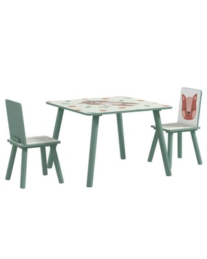 4goodz Zonekiz kinderspeelgroep 3-8 jaar, 1 tafel & 2 stoelen, schattig dierenmotief,