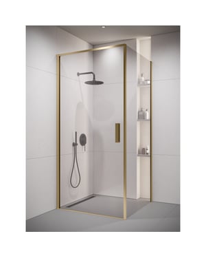Badplaats Douchecabine alava 80 x 80 x 190 cm goud douchewand met draaideur