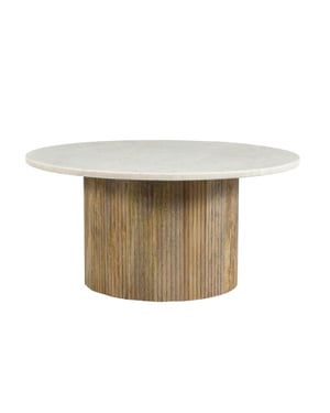 Brix salontafel rond nova mangohout marmer 70x70x36 wit