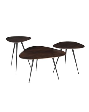 Brix salontafel loua brown set of 3 mangohout