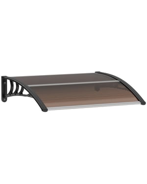 4goodz Deurluifel afdak 80x120 cm overkapping polycarbonaat bruin