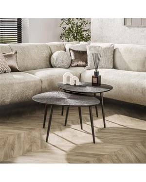 Hoyz salontafel brown ray metal organisch brons donker set