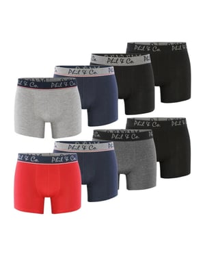 Phil & Co Boxershorts heren multipack 8-pack marine rood zwart antraciet