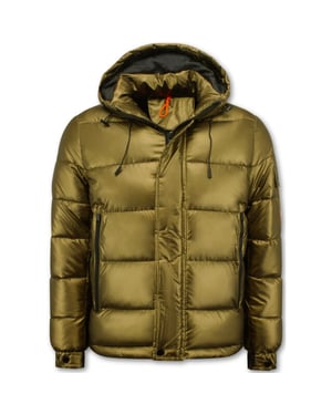 Enos Goudkleurige puffer jas met capuchon