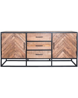Home67 Dressoir rune visgraat bruin mangohout 170 cm