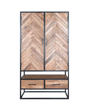Home67 Kast radu visgraat bruin mangohout 180 x 100 cm