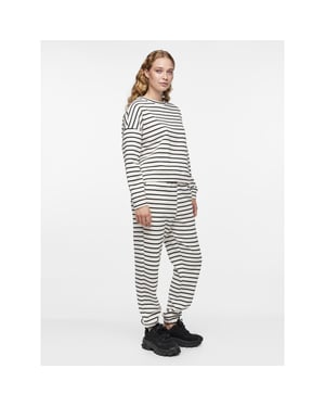 Pieces Dames huispak loungewear gestreept wit/zwart