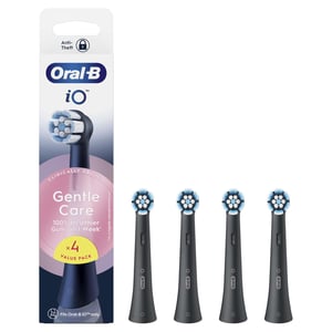 Oral-B iO Gentle Clean Replacement Heads, Black, Pack of 4