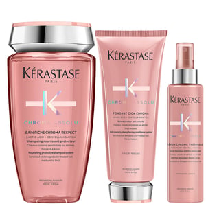 Kérastase Chroma Absolu Trio — Bain Riche 250ml, Fondant Cica Chroma 200ml & Se9rum Chroma Thermique 150ml (for sensitised, colour-treated hair)