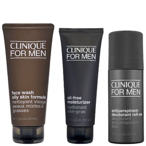 Clinique Men's Trio: Oil-Control Face Wash 200ml, Oil-Free Moisturizer 100ml & Antiperspirant Roll-On 75ml