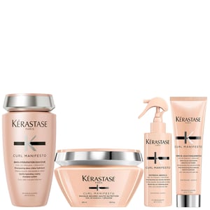 Kérastase Curl Manifesto Set – Bain 250ml, Masque 200ml, Crème de Jour 150ml & Refresh Absolu 190ml for Very Curly Hair