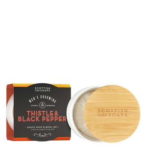 Scottish Fine Soaps Thistle & Black Pepper Shave Soap and Bowl Set - 100g
