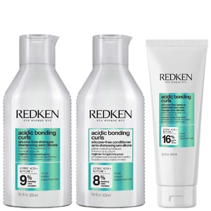 Redken Acidic Bonding Curls Trio – Silicone-Free Shampoo 300ml, Conditioner 300ml, Leave-In 250ml